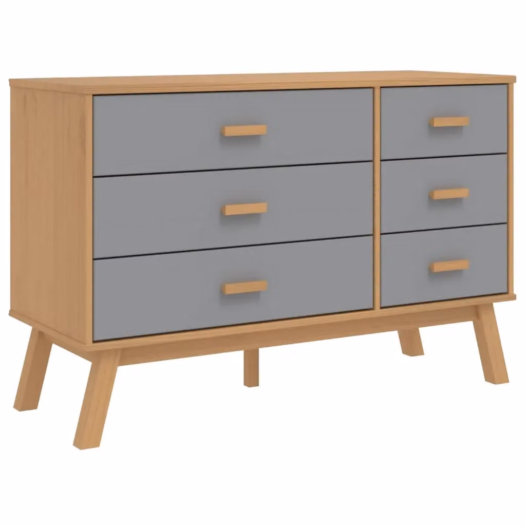 Berkfield Home OLDEN Freestanding Drawer Cabinet in Grey and Brown Solid Pine Wood – 2