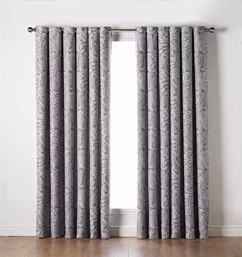 Alan Symonds FERNDOWN Graphic Opaque Ring Top Curtains, Latte, Pair, W: 229 cm, H: 183 cm