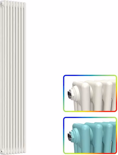 Lux Heat Vertical 3-Column Steel Radiator in Custom Farrow & Ball Paint, H 180 cm x W 38 cm x D 11.8 cm