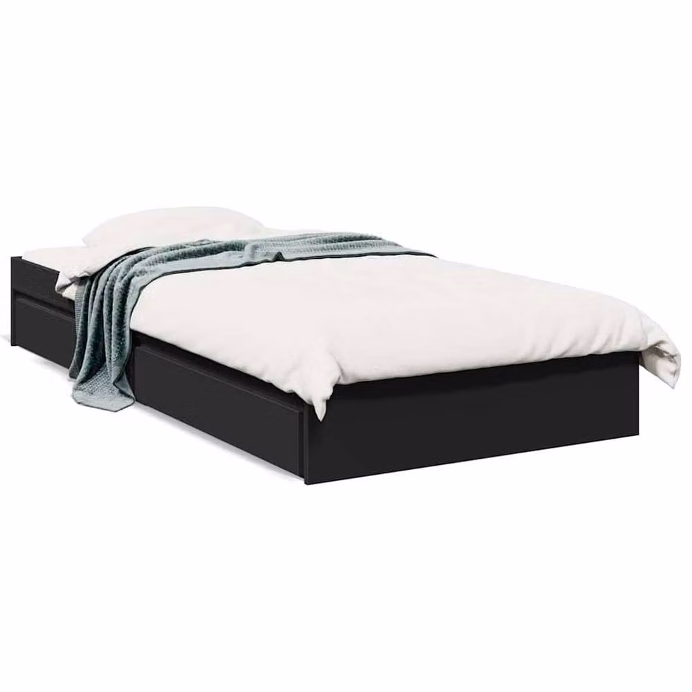 Berkfield Home Modern Bed Frame with Drawers in Black, W/D/H: 80 x 190 cm – 3