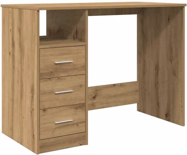Berkfield Artisan Oak Computer Desk in Brown, W/D/H: 102 x 50 x 76 cm