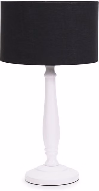 ValueLights Classic White and Wood Table Lamp with Cylinder Fabric Shade