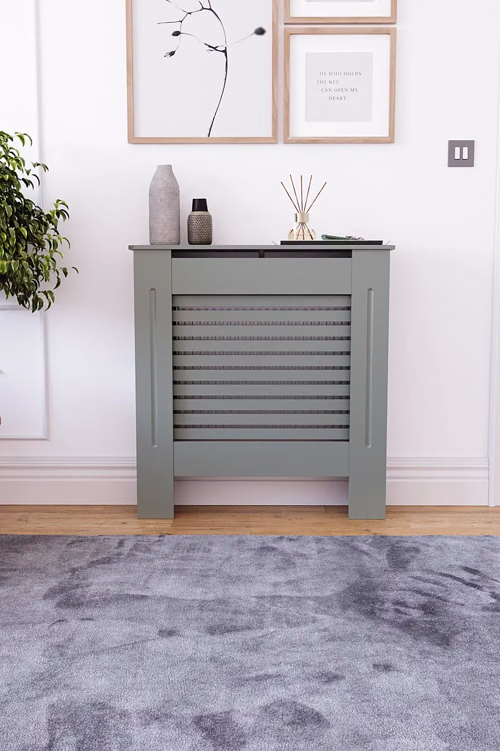 Vida Designs Milton Radiator Cover in Grey MDF, W/D/H: 82.0 x 78.0 x 19.0 cm – 3