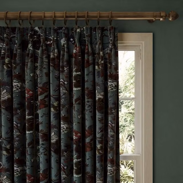House of Hackney Majorelle Opaque Velvet Fabric Panel Curtain in Petrol