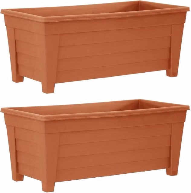 Simpa Grosvenor Plastic Trough Planter, Brown, Length: 55 cm