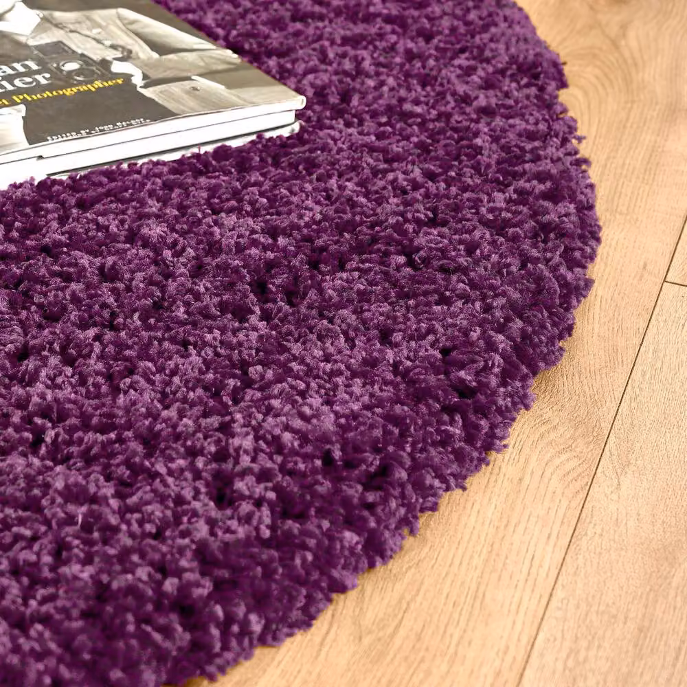 Bravich LTD California Thick Shaggy Round Rug in Green or Purple – 6