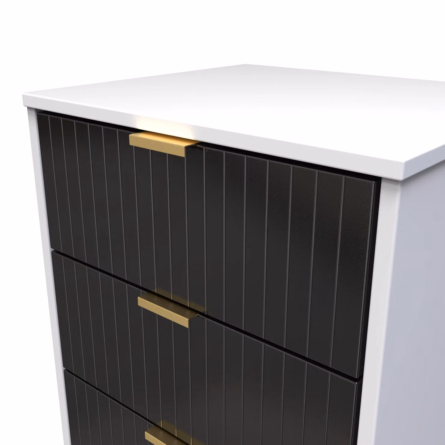Ready Assembled 2 U Bexley 5 Drawer Tall Bedside Chest in True Black – 3