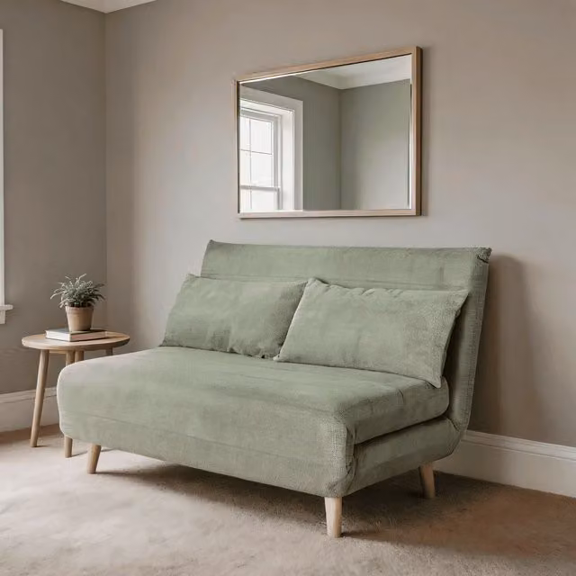 Home Source Lorena Clic Clac Sofa Bed in Sage Green, Double, W/D/H: 140 x 200 cm