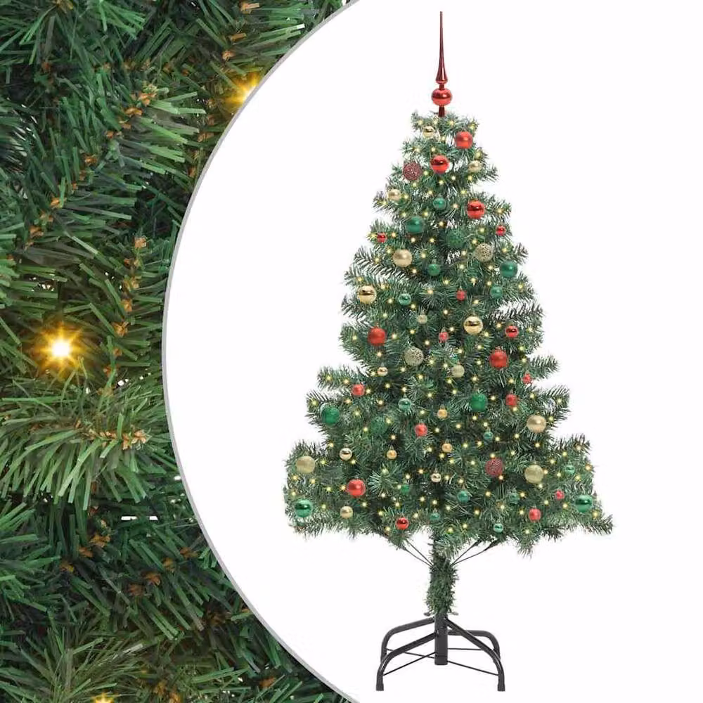 Berkfield Home Green PVC Christmas Tree with 300 LEDs and Stand, Height: 210 cm – 2