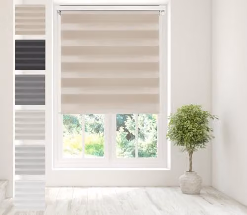 Caecus Day Night Zebra Roller Blind, Beige, W: 160 cm, H: 240 cm