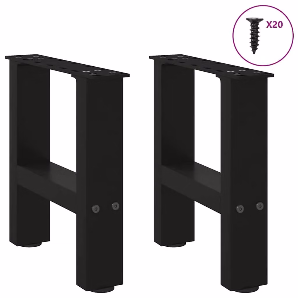 Berkfield Home Matt Black Steel Coffee Table Legs, 2 Pieces, H: 40 cm – 3