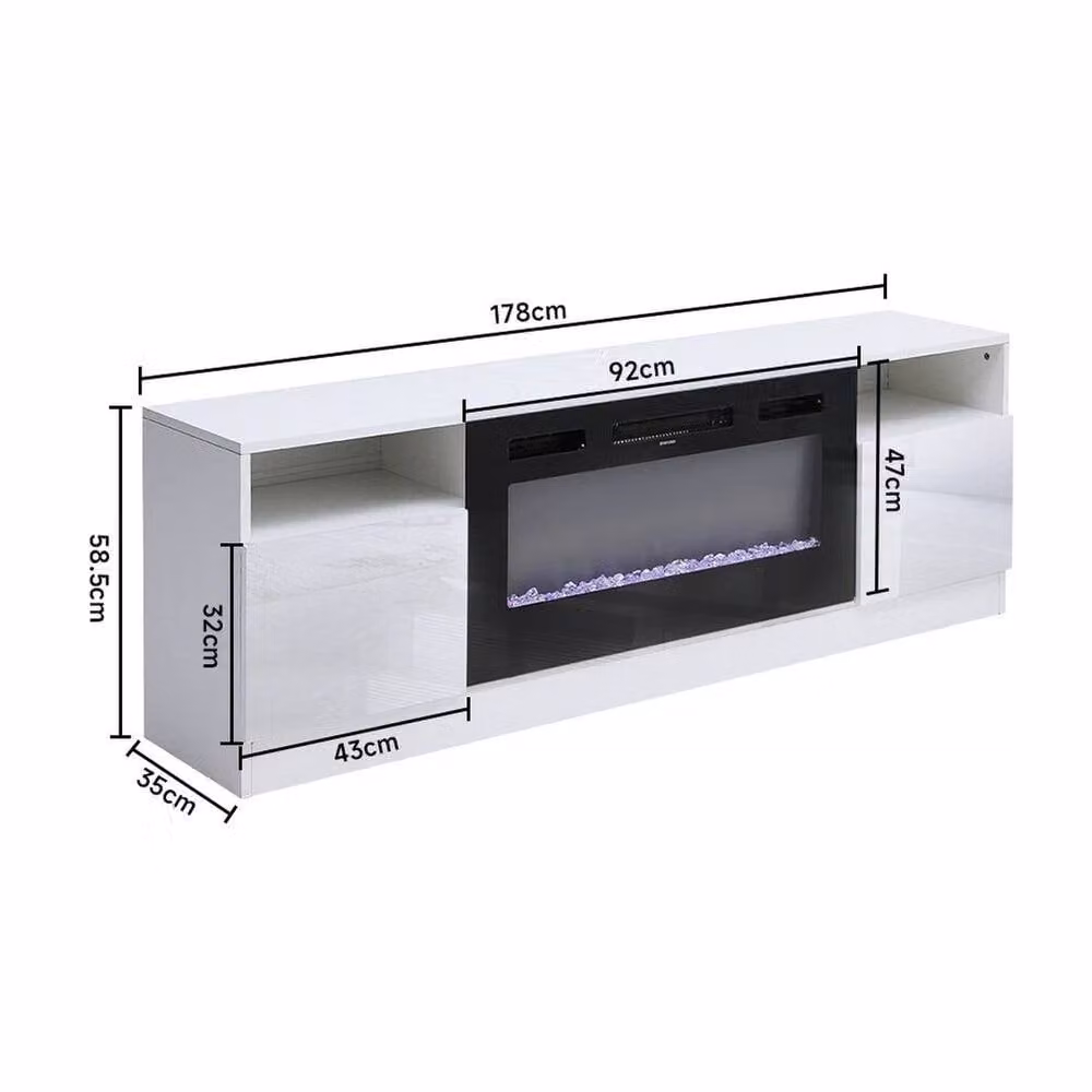 FORGEVIO Modern Glossy White Living Room TV Stand Unit Cabinet – 1