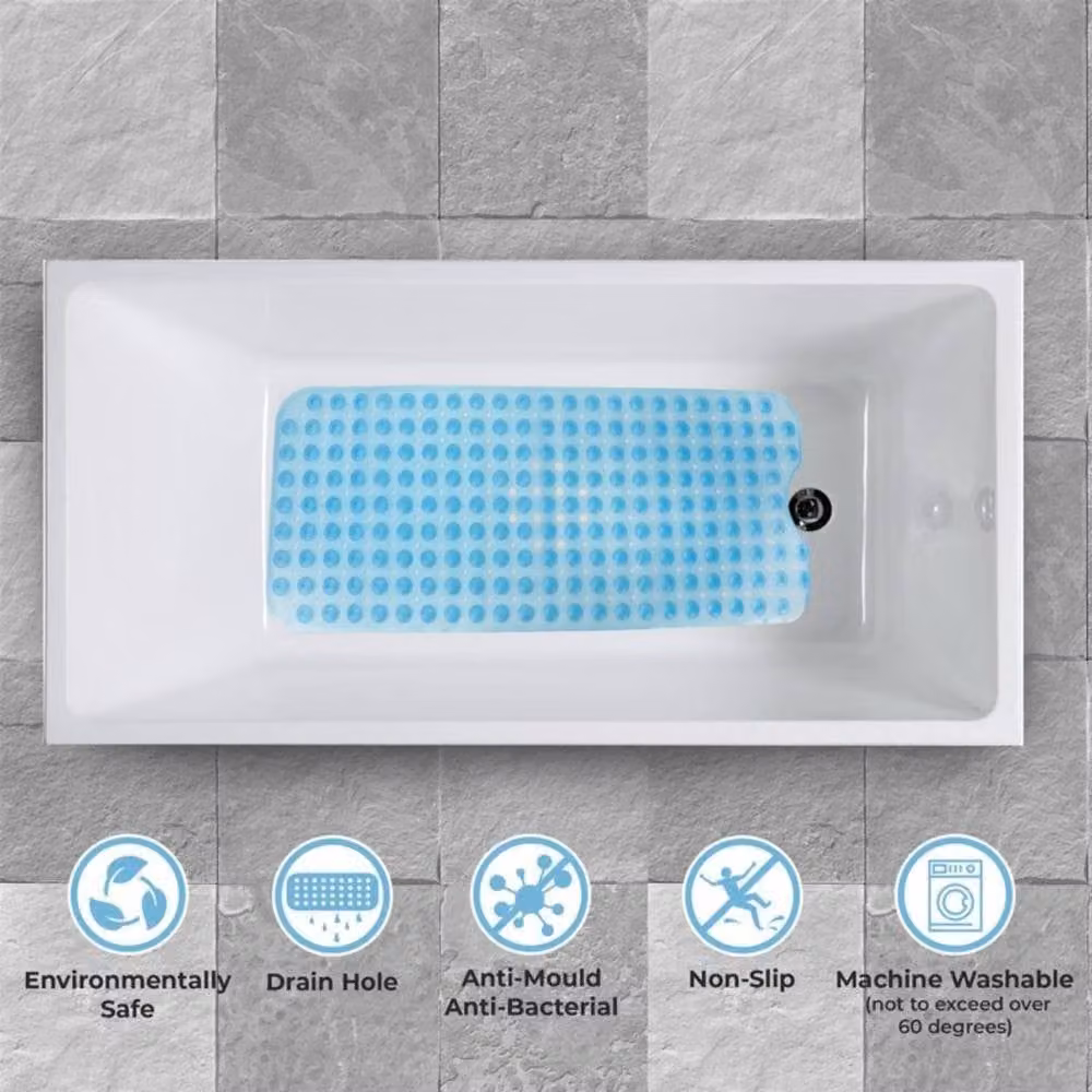 Top 3 Non-Slip Durable Bath Shower Mat with Suction Cups, Blue, W: 100 cm, D: 40 cm – 2