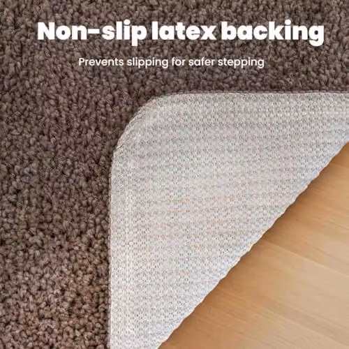 vidaXL Anti-slip Brown Cotton Bath Mat, W: 60 cm, D: 90 cm – 4