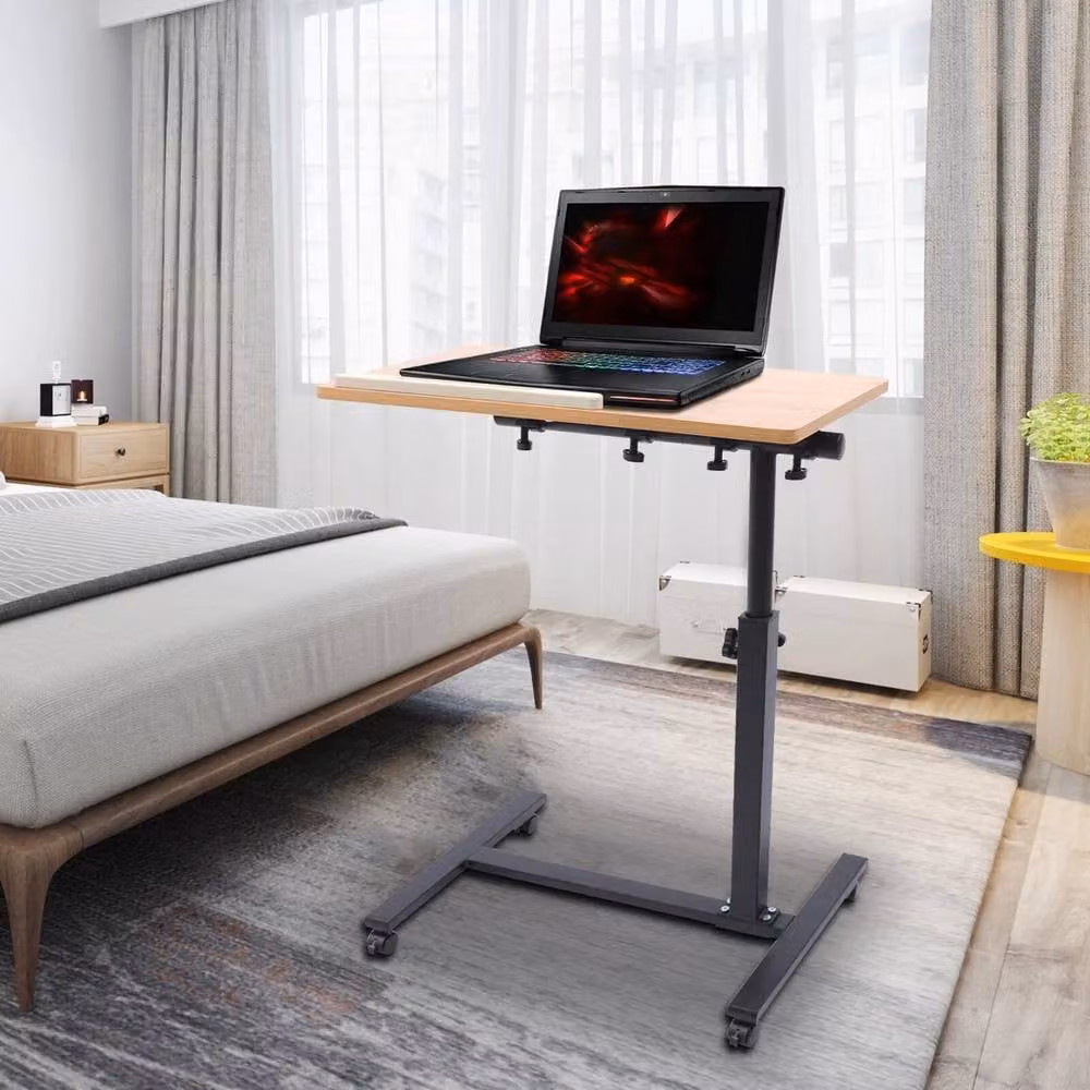 KORVIXA Adjustable Mobile Rolling Laptop Desk in Brown, W/D/H: 100 x 100 x 100 cm – 2
