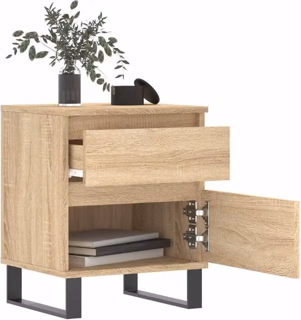 Berkfield Home Modern Bedside Cabinet in Sonoma Oak, W/D/H: 40 x 35 x 50 cm
