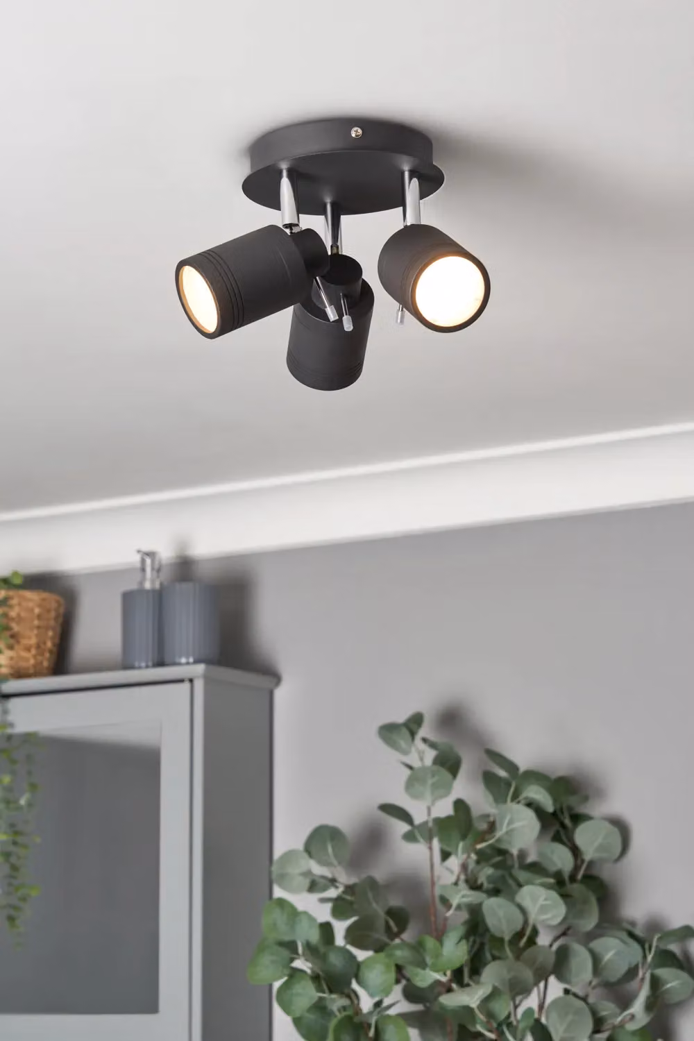 BHS Lighting Hector Plate Adjustable Spotlight Ceiling Light in Black Metal – 3
