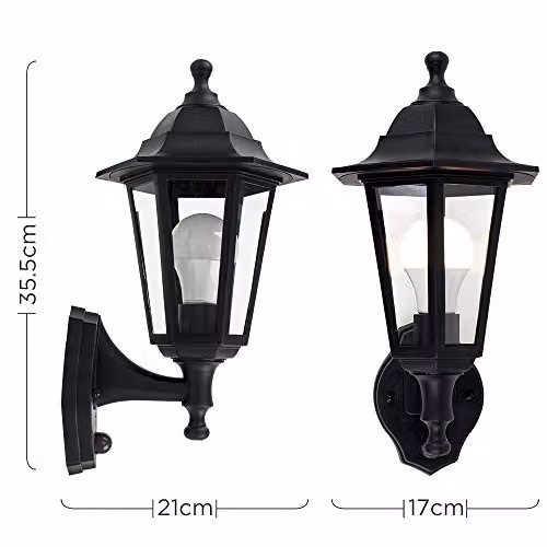 ValueLights Mayfair Black Classic Outdoor Wall Lantern with Dusk and Motion Sensors – 5