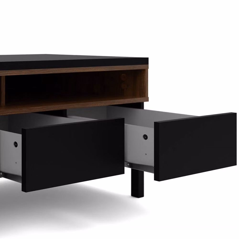 CALICOSY April Modern Black TV Unit with 1 Door, 3 Drawers and 2 Shelves, W: 156 cm, D: 48.25 cm, H: 48.2 cm – 5