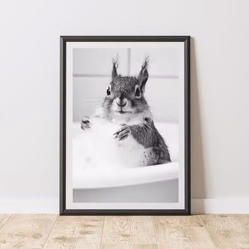 60 Second Makeover Squirrel In The Bath Animal Print Paper Poster, A3, Multicolour