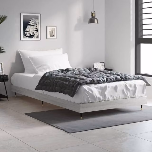 Berkfield Home Sonoma Durable Bed Frame in Grey, W/D/H: 90 x 20 x 203 cm – 1