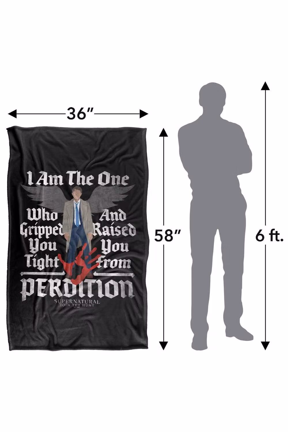 LOGOVISION Supernatural Castiel Raised From Perdition Super Soft Fleece Throw Blanket, Multicolour, W/D/H: 91 x 147 cm – 8