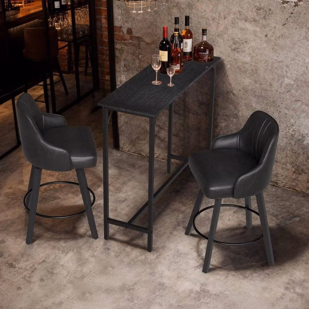 EONLION Black Rectangular Bar Table for Breakfast, Dining or Coffee Use – 3