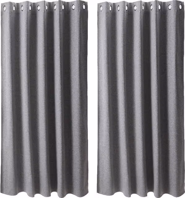Livingandhome 2-Panel Grey Blackout Linen-Like Eyelet Curtains, W: 168 cm, H: 229 cm