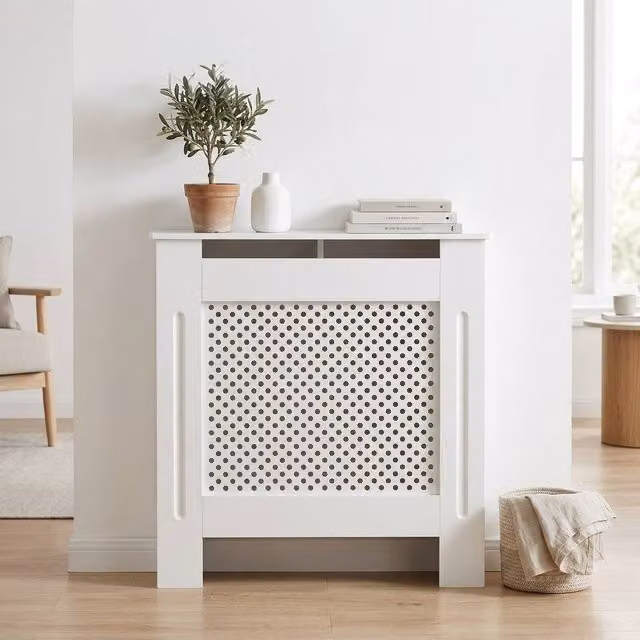 STILVORA Radiator Cover with Top Shelf in White