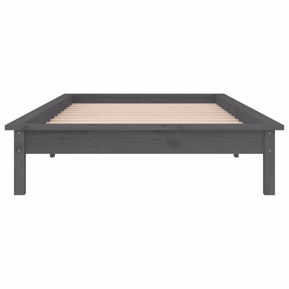 Berkfield Home Modern Grey Solid Pine Wood LED Bed Frame W/D/H: 90 x 200 cm – 4