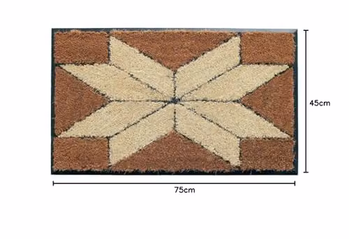 Coco&Coir Indian Star Natural Coir Door Mat with Rubber Backing, W/D/H: 75 x 45 x 1.5 cm – 3