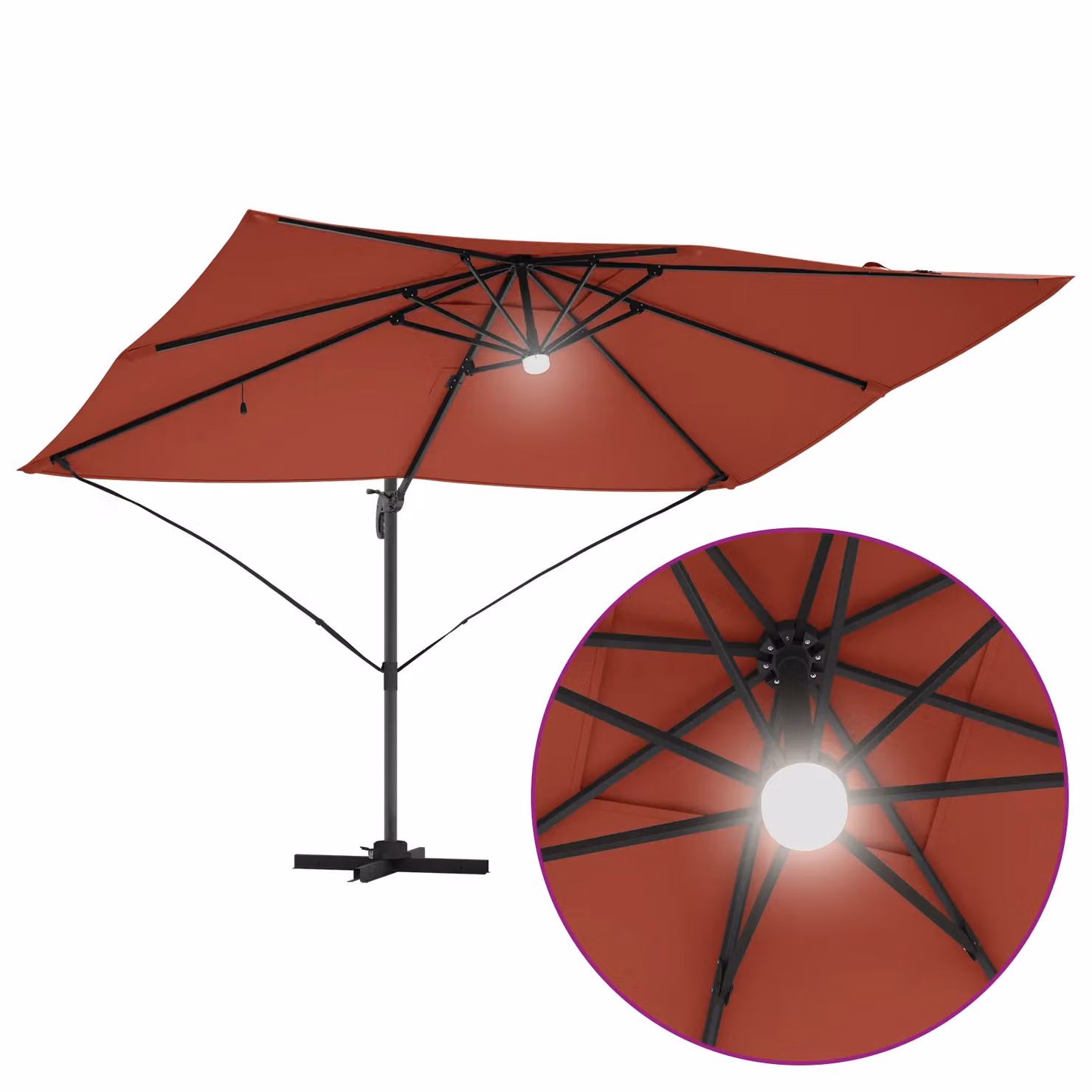 Berkfield Home Cantilever Umbrella in Terracotta Polyester – 6