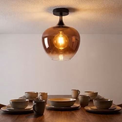 Globo Lighting Modern Sphere Ceiling Light with Glass Shade and E27 Socket in Copper and Black – 3