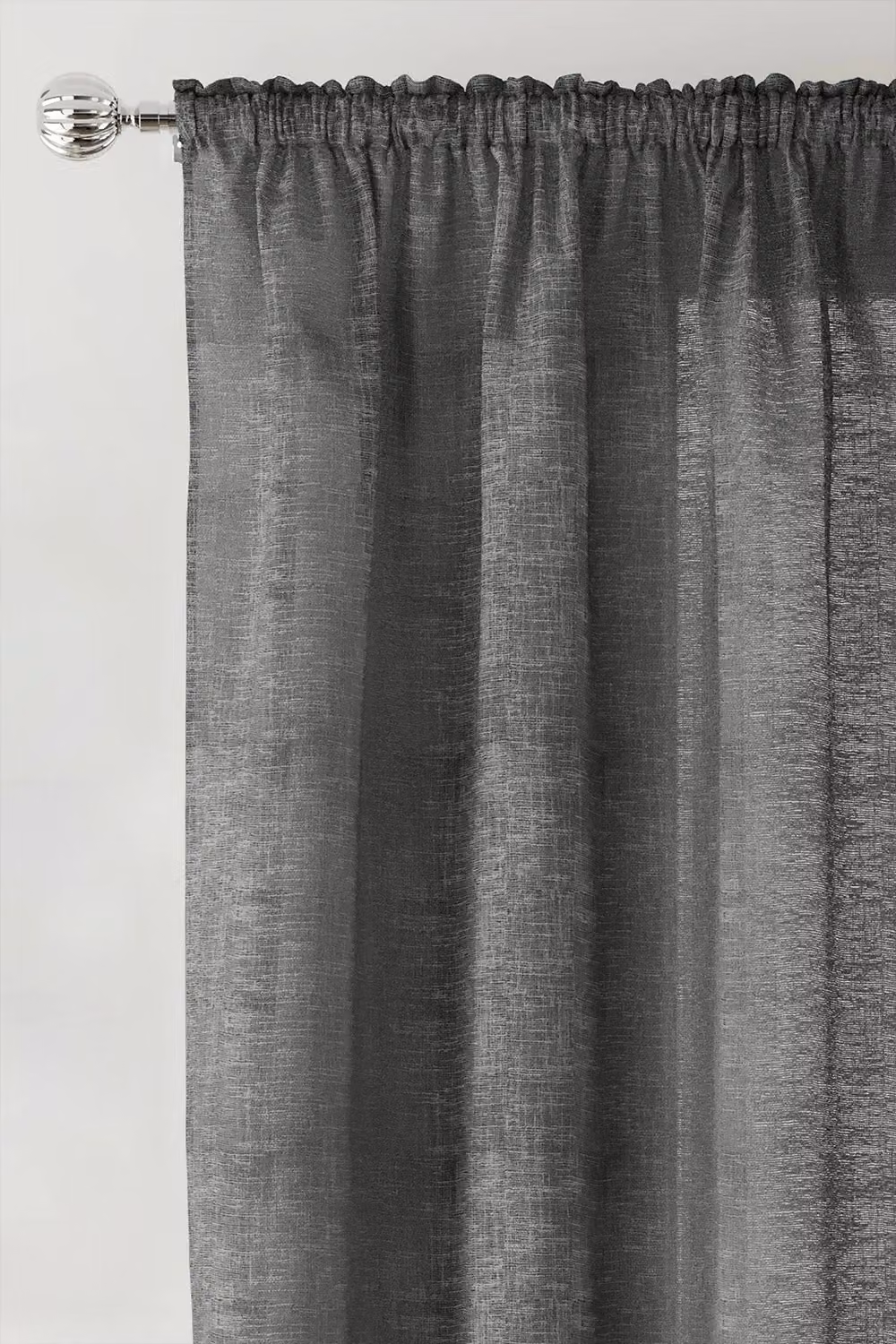 Tyrone Textiles Rhodes Charcoal Plain Linen-Look Voile Fabric Panels with Rod Pocket Header, Width: 140 cm, Drop: 183 cm – 2