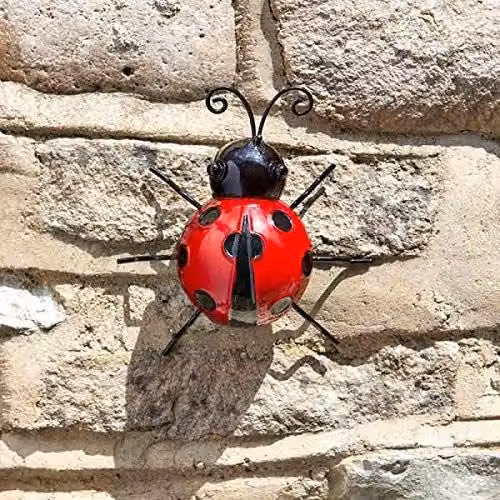 Marco Paul Red Dotted Ladybird Metal Garden Ornament, Height: 15 cm