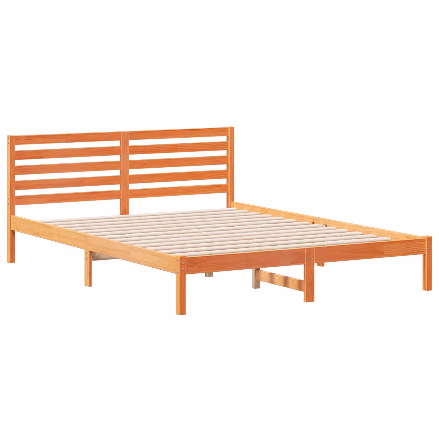 Berkfield Home Solid Pine Wood Bed with Headboard in Wax Brown W/D/H: 160 x 220 x 80.5 cm – 2