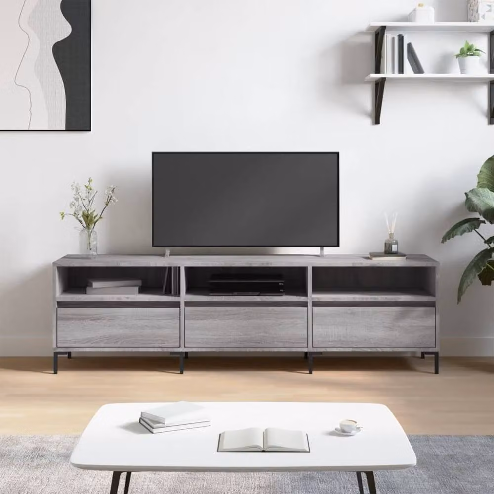 Berkfield Home Modern Grey Sonoma TV Cabinet in Engineered Wood W/D/H: 150 x 30 x 44.5 cm – 2