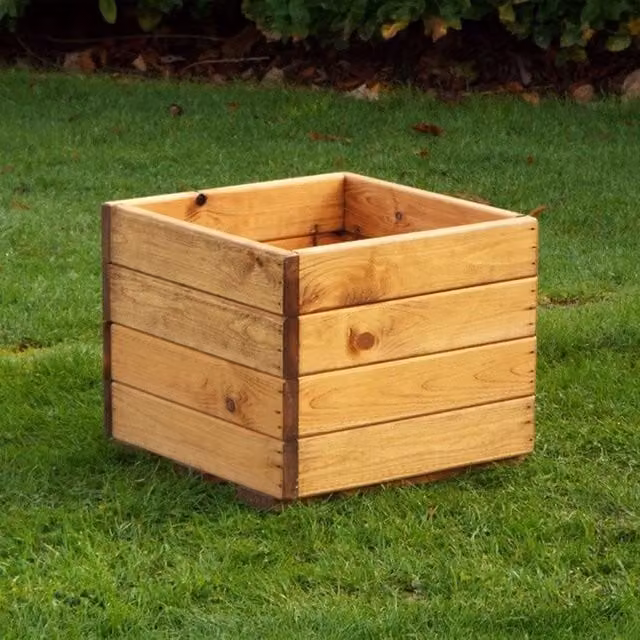 Primrose Brown Wooden Square Redwood Outdoor Garden Planter Tub, Diameter: 36 cm