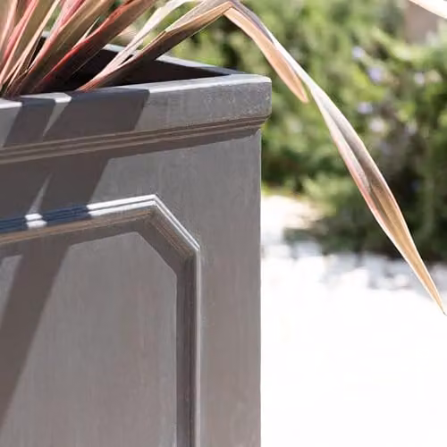 Primrose Grey Fibrecotta Framed Cube Outdoor Garden Planter Tub 45cm – 2