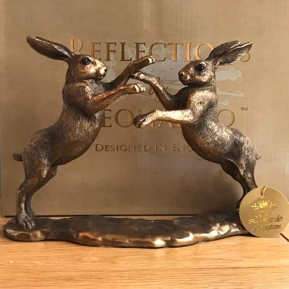 Leonardo Reflections Bronze Effect Boxing Hares Tabletop Figurine, H: 16 cm – 2