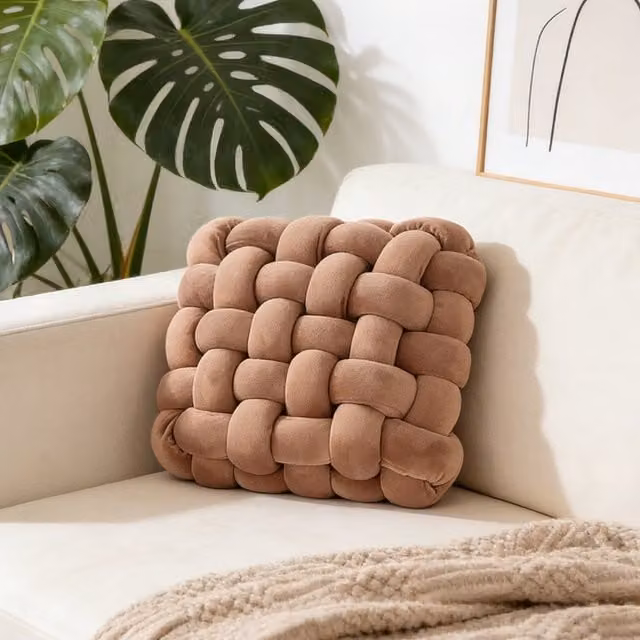 Livingandhome Modern Square Soft Woven Foam Seat Cushion in Beige and Brown Polyester
