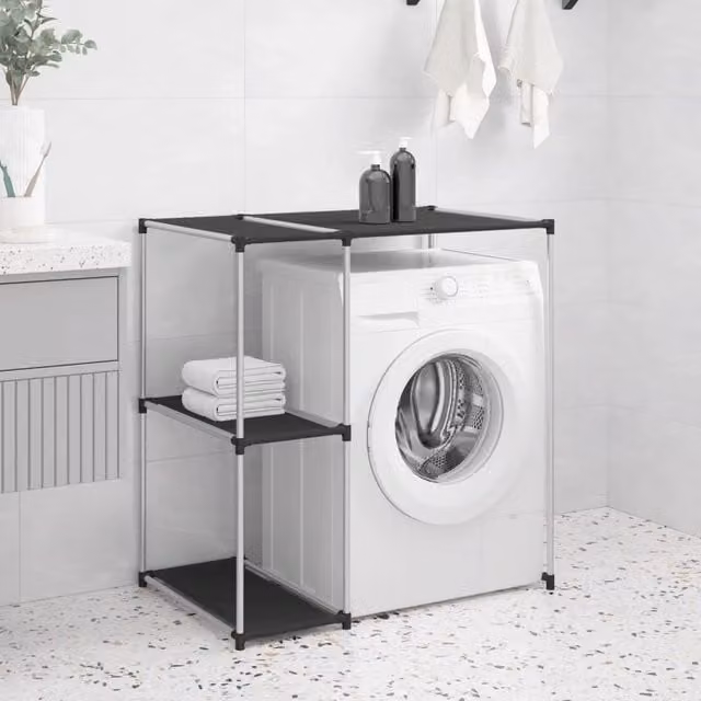 Berkfield Home Black Metal Storage Rack over Washing Machine W/D/H: 87 x 55 x 90.5 cm