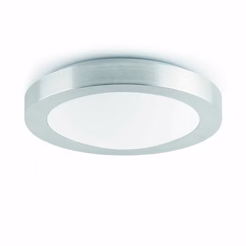 Netlighting Logos 2 Round Bathroom Flush Ceiling Light, White and Grey Aluminium, IP44, E27, Diameter: 35 cm