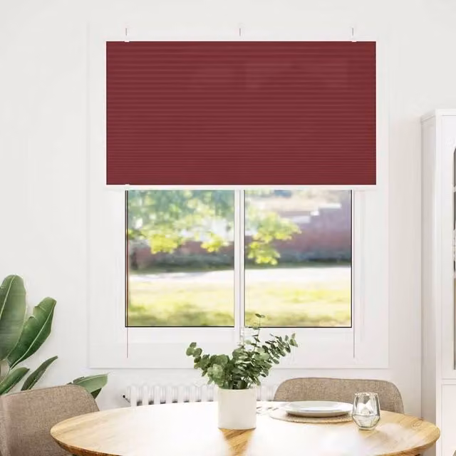 Berkfield Home Single Pleat Corded Blind in Bordeaux Red, W: 110 cm, H: 150 cm