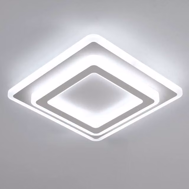 Pheashine Modern Square Acrylic LED Ceiling Lamp, White, 29 cm, 44 W