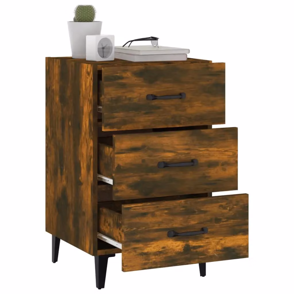 Berkfield Home Bedside Cabinet in Smoked Oak Brown, W/D/H: 40 x 40 x 66 cm – 3