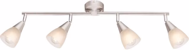 Netlighting Tadeus I Ceiling Spotlight Bar in Nickel Matt and Grey with Glass Shades, 4x E14 – 1