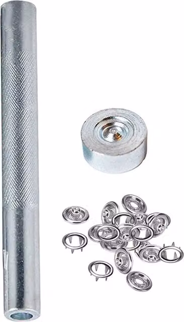 Neel Blue 11mm Snap Popper Fastener and Prong Press Stud Fixing Tool Set in Silver and Blue