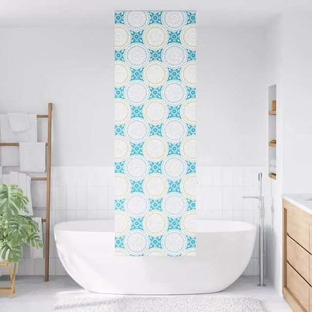 Berkfield Home Opaque Blue Fabric Shower Roller Blind, W: 70 cm, H: 240 cm