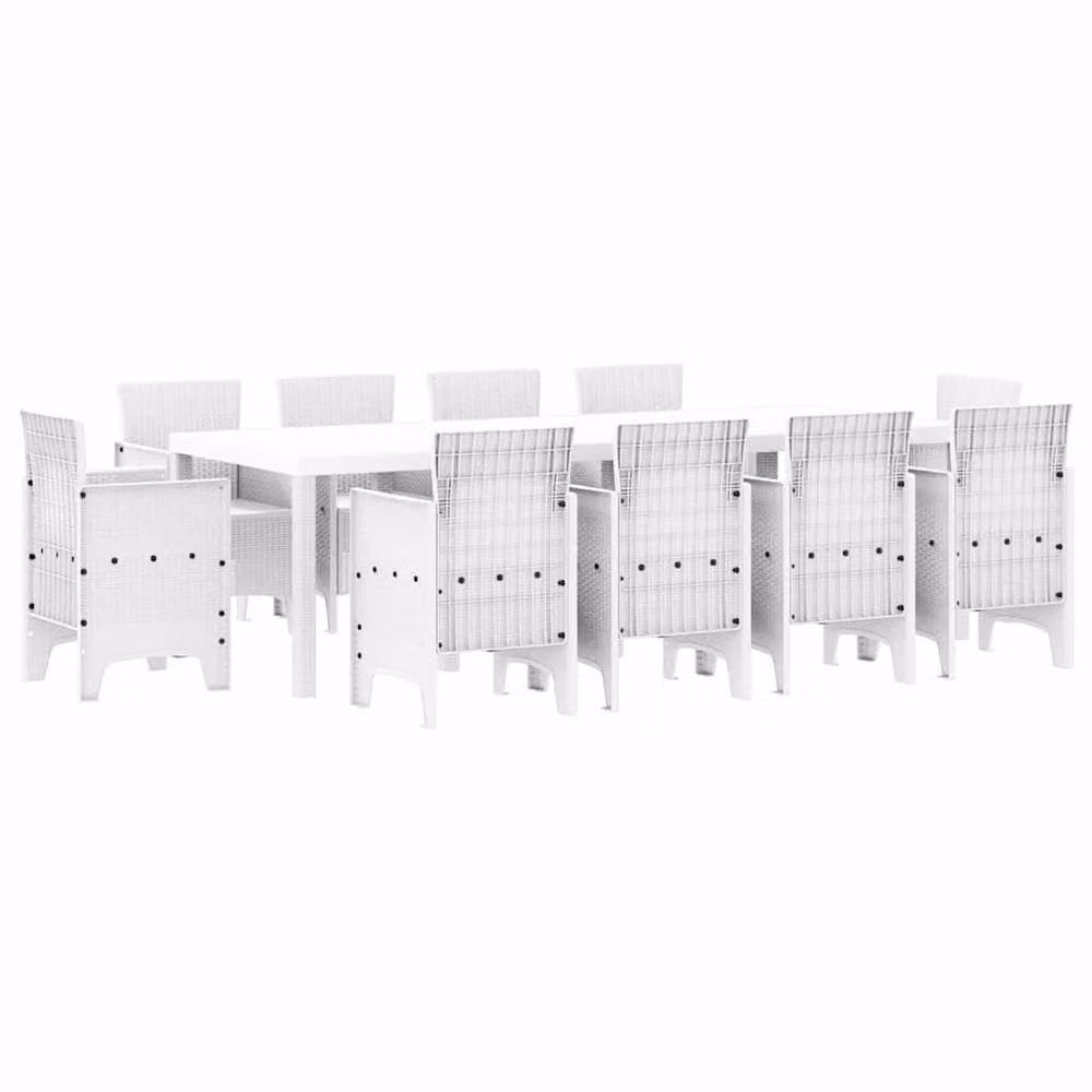 Berkfield Home 11 Piece White Poly Rattan Garden Dining Set – 2
